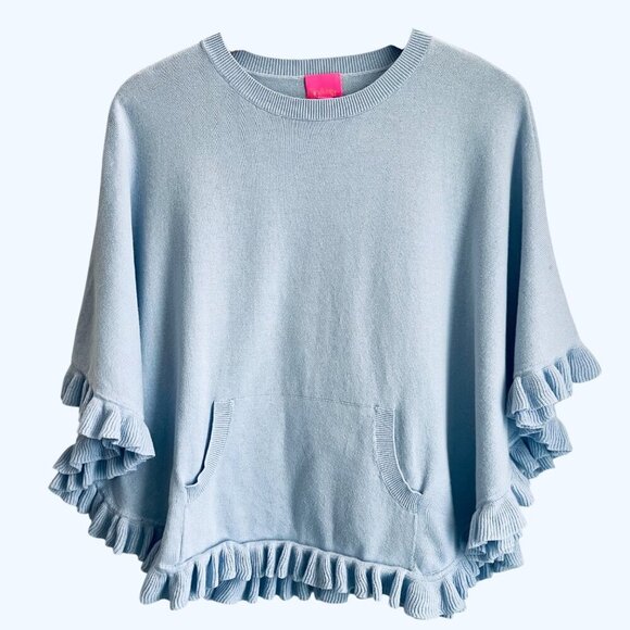Lilly Pulitzer Girls Knit Poncho Top XL 12-14 Ruffle Trim Resort Coastal Style - Picture 1 of 8